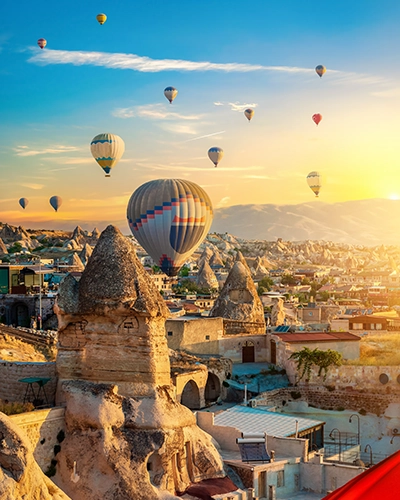 The Beautiful view from hot air balloons in Cappadocia
